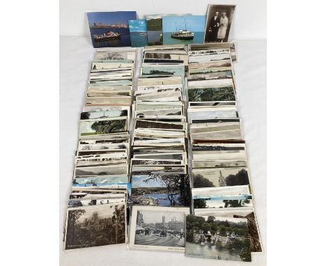 A collection of 280+ antique and vintage postcards to include hand coloured and RP's. Examples include holiday destinations, 