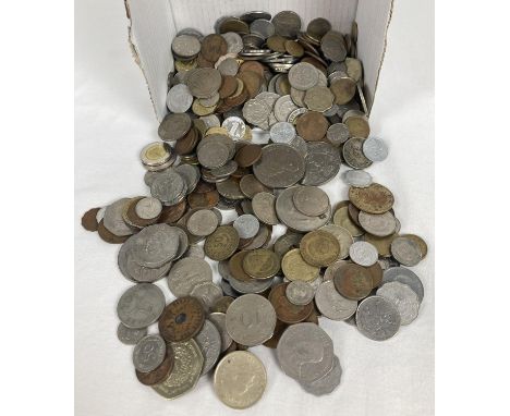 A collection of mixed antique and vintage British and foreign coins. To include: Victorian pennies and foreign coins includin