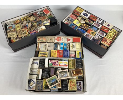 Phillumeny Collection - 4 shoe boxes of assorted vintage matchboxes, books and labels. 