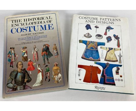 2 vintage costume pattern and design books. The Historical Encyclopedia of Costume by Albert Racinet and Costume Patterns and