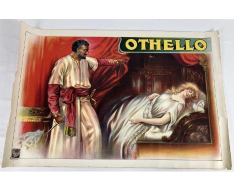 A 1920's Theatre poster for the production of Othello, by Stafford &amp; Co. Featuring Othello, dagger in hand and the sleepi