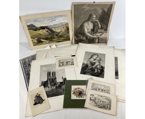 A collection of vintage prints and etchings to include classic and religious subjects. Largest approx. 53 x 35cm. 