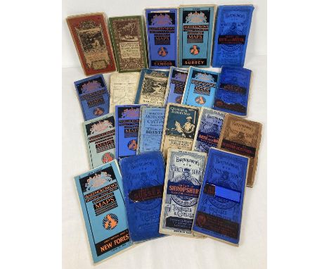 A collection of 21 vintage &amp; antique British tourist and cycling maps. To include: Bartholomew's, Bacon's and Ordnance su