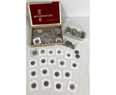 A collection of antique and vintage British, foreign and Empire country coins. To include: Victorian Jamaican half pennies an