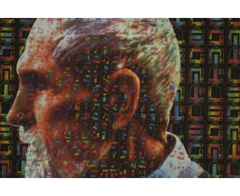 Attributed to Mark McCloud, framed and glazed blotter art print of Timothy Leary, signed by Timothy Leary. H.33 W.33cm. 