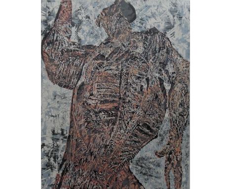 A framed and glazed lino print titled Mr Smithfield 1993, indistinctly signed, edition 5/12. H.112 W.81.5cm 