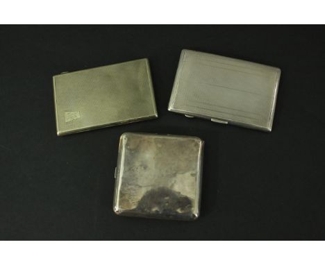 Three vintage silver cigarette cases, including two with engine turned decoration. Hallmarked: Sterling, 925 and EJH for E J 