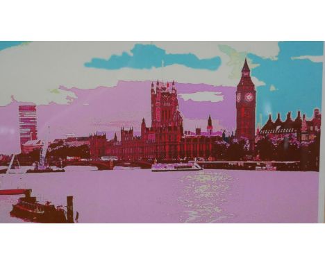 Jan Levy (contemporary British), Palace of Westminster, colour print, signed and titled in pencil. H.55 W.65cm