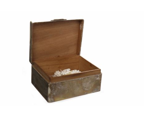 SILVER CASKET maker Walker & Hall, Sheffield 1957, with engine turned hinged cover and monogrammed 'W' to cartouche, 11cm wid