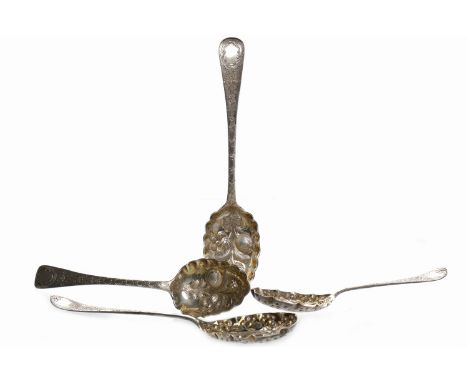 TWO PAIRS OF LATE VICTORIAN BERRY SPOONSmaker Henry Wilkinson & Co, London 1896 and Atkin Brothers, Sheffield 1900, each bowl