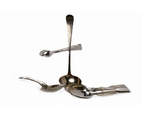 LOT OF 19TH CENTURY SILVER FLATWAREincluding a set of six Victorian silver fiddle pattern teaspoons, maker Samuel Whitford, L