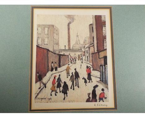 Laurence Stephen Lowry R.A. (1887-1976) - a signed limited edition coloured print 'Street Scene', signed in pencil lower righ