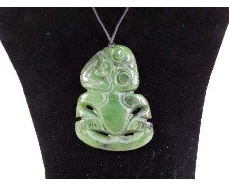A Nephrite Jade pendant, New Zealand 8 cm x 5.2 cm - Est £30 - £50