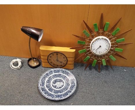 A good mixed lot of mid vintage items to include a Pifco adjustable lamp model No. 971, a Paico starburst battery operated cl