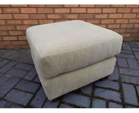 A good quality olive green suede pouffe / foot stool 45cm (h) x 63cm (w) x 63cm (d) 