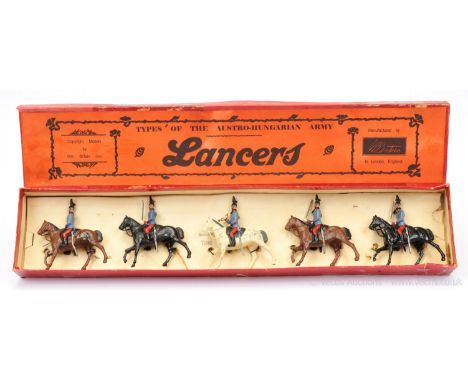 Britains - Set 175 - Austrian Lancers [1925 version], comprising: Officer with Extended Sabre Arm, Trumpeter on a Grey Horse 