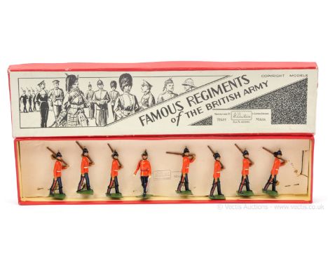 Britains - Set 1585 - Prince of Wales Volunteers [1937 version], comprising: Marching Empty Handed Officer &amp; 7 x Voluntee