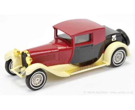 Matchbox Models of Yesteryear Y24 1928 Bugatti T44 - colour trial model - maroon body, black door panels, cream chassis, blac