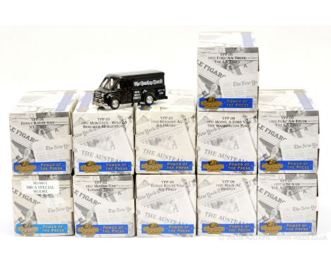 Matchbox Models of Yesteryear "Power of the Press" a group to include YPP01 1910 Renault AG Van "La Figaro" through to YPP08 