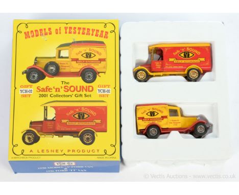 Matchbox Models of Yesteryear YCH02 The Safe 'n' Sound 2001 Collectors Gift Set comprising (1) Ford Model TT Van - red body, 