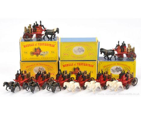 Matchbox Models of Yesteryear Y4 1905 Shand Mason Horse Drawn Fire Engine - unboxed group to include 3 x white horses, two ar