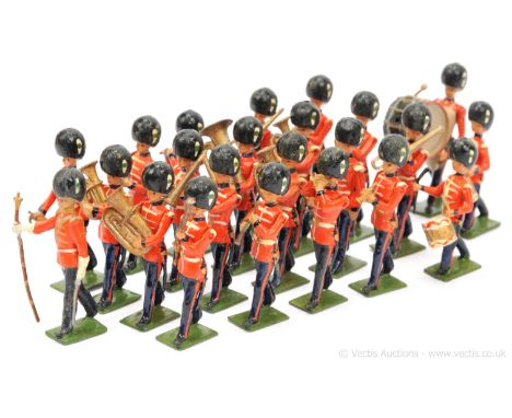 Britains - Band of the Welsh Guards [Un-catalogued - Special Paint,1938], comprising: Drum Major and 22 x Marching Musicians.