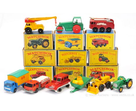 Matchbox Regular Wheels group of Mid- Late 1960's issue models to include (1) 1d Aveling Bedford Diesel Road Roller; (2) 11c 
