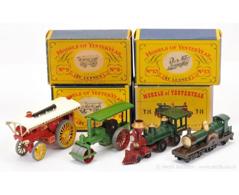 Models of Yesteryear including (1) Y9 Fowler Showmans Engine - red body, white canopy with brass canopy supports, brass boile