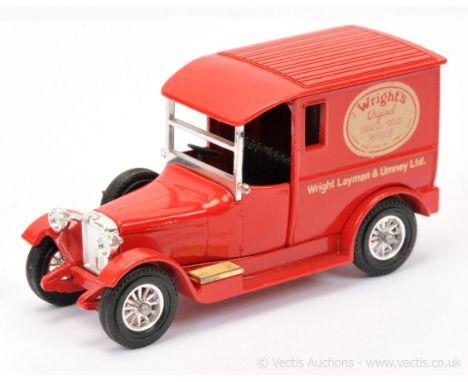 Matchbox Models of Yesteryear Y5 1927 Talbot Van "Wright's" - Colour trial model - red body, chassis and roof, pale cream log