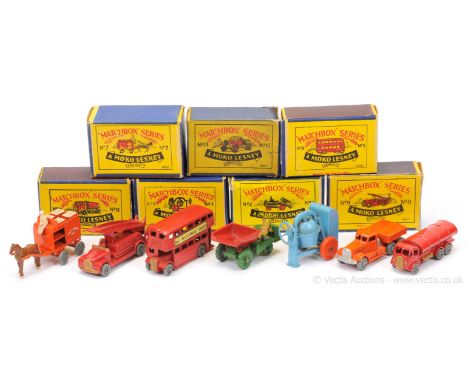 Matchbox Regular Wheels group of  Early to Mid 1950's issue Models all with metal wheels - including (1) 2a Muir Hill Site Du