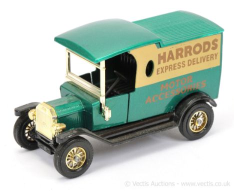 Matchbox Models of Yesteryear Y12 1912 Ford Model T Van "Harrods Express Delivery" - metallic green body &amp; roof, beige up