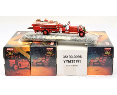 Matchbox Models of Yesteryear Fire Engine Series (1) YSFE01 1930 Ahrens Fox with plinth; (2) YYM35193 The Coca Cola Holiday F