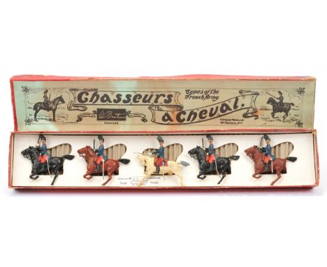Britains - Set 139 - French Chasseurs a Cheval [1925 version], comprising: 1 x Officer - Extended Sabre Arm [Cantering Grey H