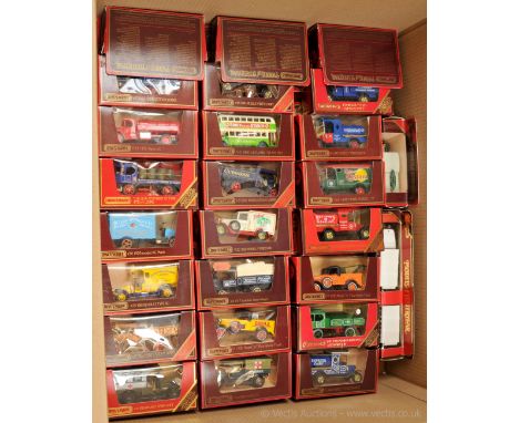 Matchbox Models of Yesteryear, a mixed group in maroon boxes to include Y7 Ford Model A Wreck Truck - Shell, similar but Barl