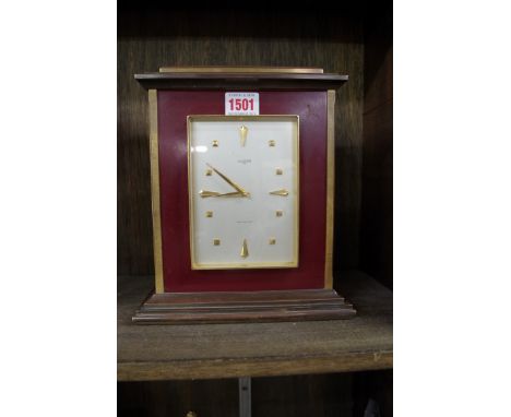 A vintage Swiss Luxor striking mantel clock, the dial inscribed 'Fortnum &amp; Mason', 24cm high. 