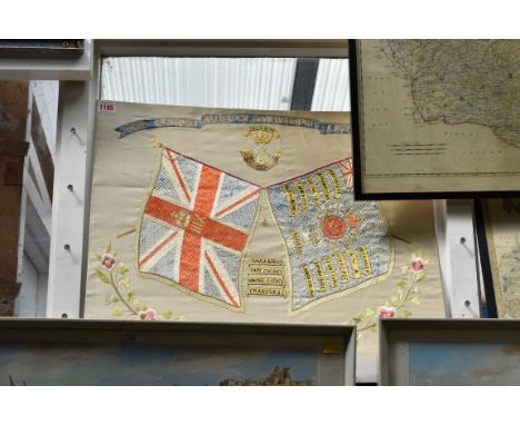 An early 20th century Prince Albert's Somersetshire Light Infantry regimental silk embroidery, 47 x 59.5cm. 