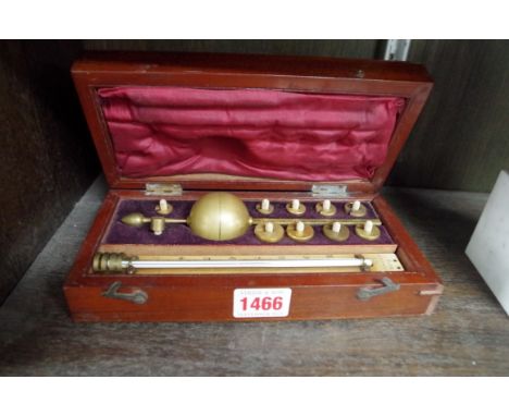 A mahogany cased 'Sikes Hydrometer' by Buss,&nbsp;with ivory mounted thermometer. 