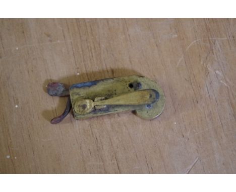 Phlebotomy:&nbsp;a scarce 18th century brass fleam or bloodletting tool, in original fitted box, 7cm wide.&nbsp; 