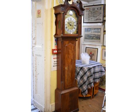 An antique mahogany and line inlaid eight day longcase clock,&nbsp;the 11in square brass dial&nbsp;inscribed 'Henry Pye, Falm