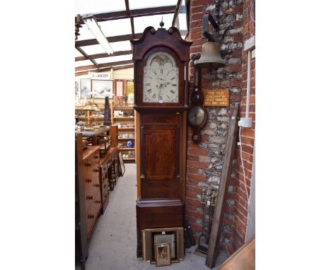 A George III mahogany and line inlaid eight day longcase clock,&nbsp;the 14in painted moonphase dial inscribed 'Reeves, Birmi