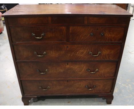 19th century chest of two-short above three long drawers, raised on ogee bracket feet with concealed drawer to the frieze, 12