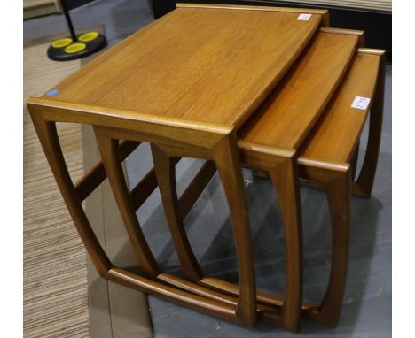 G-Plan teak nest of three graduating tables, largest 54 x 40 x 47 cmH. light wear throughout but no major issues or staining.