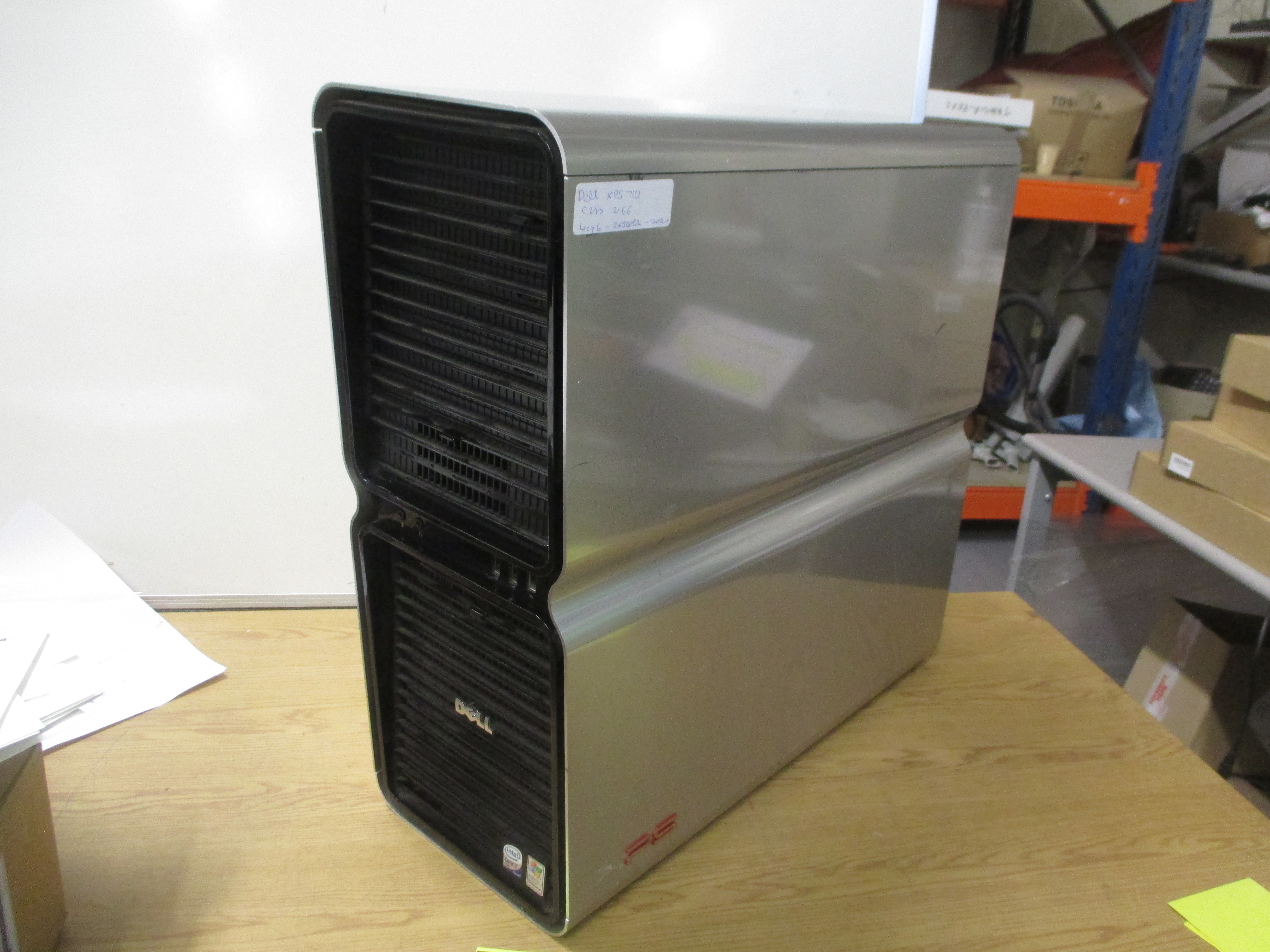 DELL XPS 710 TOWER COMPUTER. MODEL DCDO. DC 2.66GHZ PROCESSOR, 4GB RAM, 2 X 500GB HDDS, DVDRW, NV