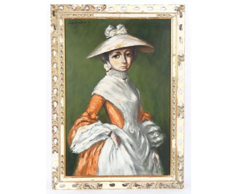Barry Leighton Jones, oil on board, portrait of a woman, signed and dated '66, 64cm x 43cm, framed 