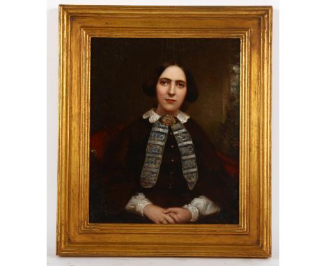 19th century British School, oil on board, portrait of a woman, unsigned, 26cm x 21cm, framed 