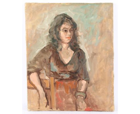 Mid-20th century oil on canvas, portrait of a girl, unsigned, 53cm x 43cm, unframed 