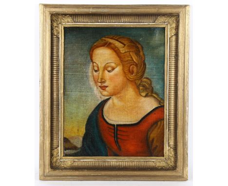 After Raphael, early 20th century oil on canvas, portrait, 40cm x 31cm, framed 