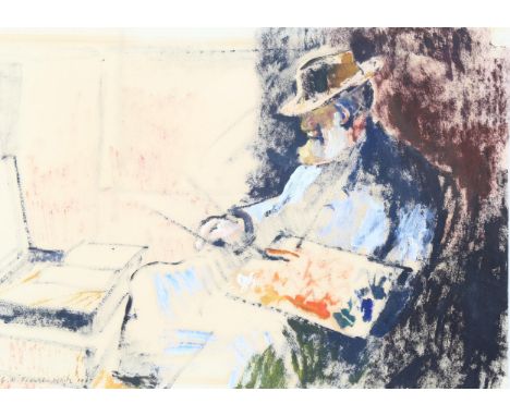 Franklin White (1892 - 1975), oil on paper, portrait of the artist, signed and dated 1967, 25cm x 35cm, framed 