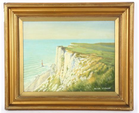 Norman Wilkinson, oil on board, Beachy Head, signed, 35cm x 45cm, framed 