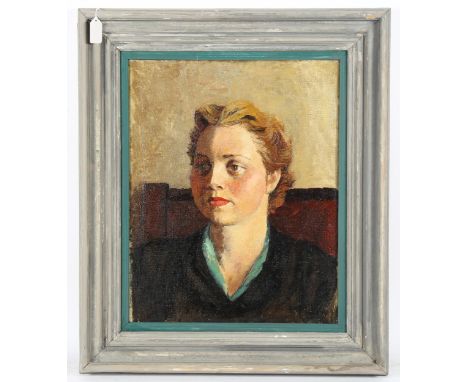 Mid-20th century British School, oil on canvas, portrait of a young woman, unsigned, 50cm x 40cm, framed 